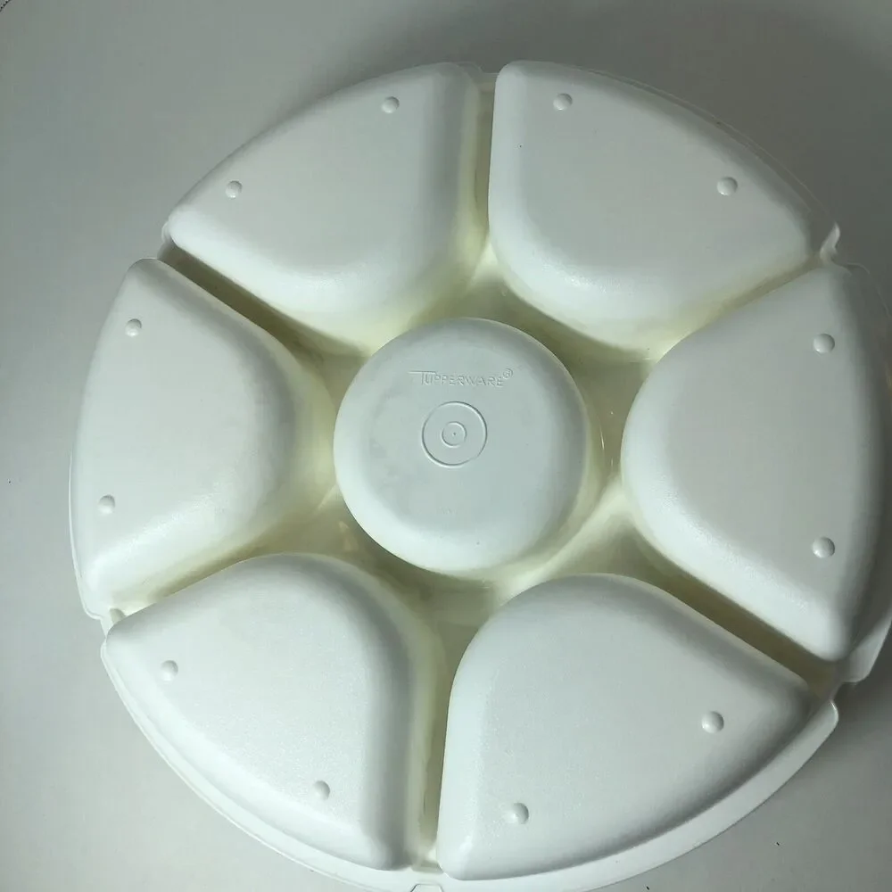 Tupperware Serving Tray Veggie Divided with Lid‎ 1665-1 No Dip Bowl White Large